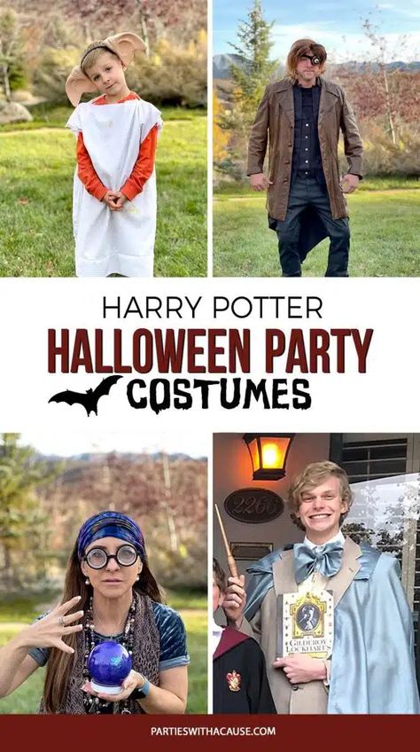 If the classic characters aren't your thing try dressing up this Halloween as a supporting role that's sure to take center stage! Get all the costume details at PartiesWithACause.com #harrypotterhalloween #harrypottercostumes #halloweencostumes Harry Potter Mom Costume, Harry Potter Family Costume Ideas, Hermione Cat Costume, Harry Potter Themed Halloween Costumes, Sorting Hat Costume, Diy Harry Potter Family Costumes, Diy Luna Lovegood Costume, Harry Potter Costume Family, Harry Potter Halloween Costume Ideas