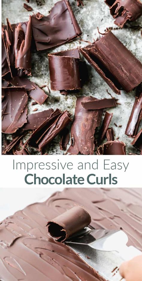 Shaved Chocolate Curls, Chocolate Curls Cake Decoration, Chocolate Curls How To Make, How To Shave Chocolate Curls, Chocolate Shavings How To Make, How To Make Chocolate Decorations, Easy Chocolate Decorations, How To Decorate Chocolate, How To Make Chocolate Curls