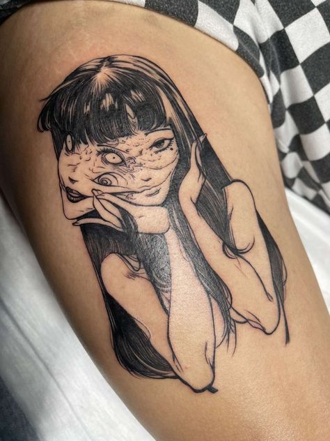 Junji Ito Tattoo, Simple Tattoos For Guys, Tattoos For Women Half Sleeve, Artist Tattoo, Creepy Tattoos, Red Ink Tattoos, Pretty Tattoos For Women, Stomach Tattoos, Stylist Tattoos