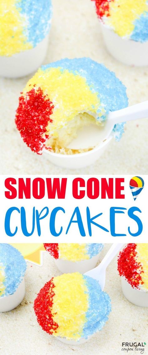 Snow Cone Cupcakes, Cupcake Recipes From Scratch, Cone Cupcakes, Summer Cupcakes, Cupcakes Recipes, Cupcake Wars, Individual Cakes, Creative Cupcakes, Snow Cone