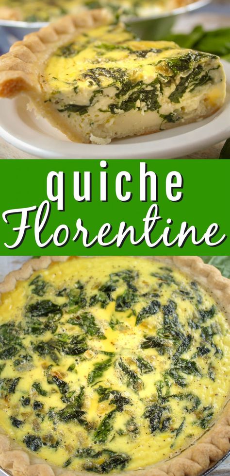 Easy Spinach Quiche, Quiche Florentine, Cheese Quiche Recipe, Recipe For Lunch, Spinach Quiche Recipes, Florentines Recipe, Easy Custard, Easy Quiche, Breakfast Quiche Recipes