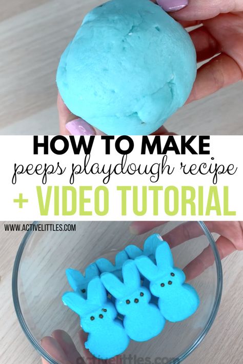 How to make Peeps Playdough Recipe + Video Tutorial  - Active Littles Autumn Crafts Kids Preschool, Peeps Playdough Recipe, Peeps Playdough, Edible Play Dough Recipe, Edible Play Dough, Make Playdough, Edible Playdough, Easter Craft Activities, Summer Camp Art