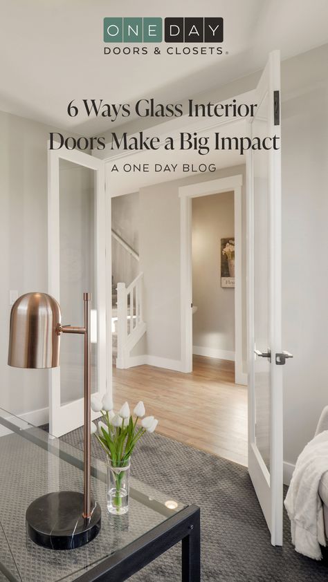 6 Ways Glass Interior Doors Make a Big Impact 15 Panel Glass Door Ideas, Glass Doors Interior Modern, Interior Glass Doors Ideas, Glass Interior Doors, Interior Doors With Glass, Doors Interior Modern, Glass Interior, Glass Doors Interior, Bedroom Doors