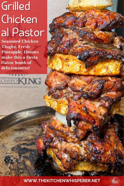 Alpastor Recipe, Chicken Al Pastor Recipe, Al Pastor Chicken, Pastor Chicken, Chicken Al Pastor, Al Pastor Recipe, Al Pastor Tacos, Smoked Dishes, Pastor Tacos