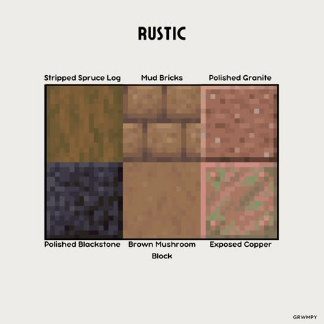 Enjoy :) #minecraft Minecraft Path Block Palette, Minecraft Mud Brick Pallet, Minecraft Roof Palette, Spruce Pallet Minecraft, Copper Block Palette Minecraft, Minecraft Dark Oak Palette, Minecraft Copper Palette, Minecraft Color Pallets, Minecraft Block Pallets