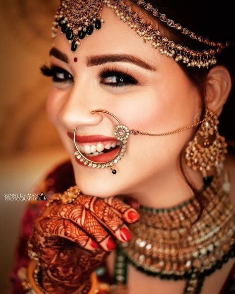 Infectious Smile 😍 ⠀ .⠀ 📷 : @sunnydhimanphotography⠀ .⠀ #wishnwed #bridaljewellery #jewellerylove #chandigarh #wedding #candid #weddingshoot #photoshoot #cutecouples #love #bridescenes #bridestyle #bestphotographer #photography #couplegoals #weddinginspiration #bride #style #groom #shootideas #sunnydhimanphotography #redepic #sunnydhiman #Indianbride #Jewelleryinspo #eventila शादी की तस्वीरें, Indian Bride Poses, Bridal Nose Ring, Indian Wedding Makeup, Indian Wedding Bride, Indian Wedding Photography Couples, Indian Bridal Photos, Bridal Photography Poses, Indian Wedding Couple Photography