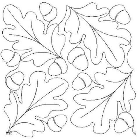 Oak Leaf and Acorn E2E-L03083* Quilting Stitch Patterns, Hand Quilting Patterns, Free Motion Pattern, Longarm Quilting Designs, Fall Sewing, 타이포그래피 포스터 디자인, Machine Quilting Designs, Free Motion Quilt Designs, Felt Leaves