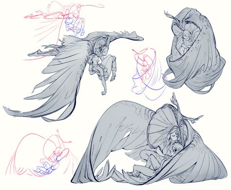 Wings Drawing, Different Poses, Have Inspiration, 캐릭터 드로잉, Creature Concept Art, 판타지 아트, 영감을 주는 캐릭터, Art Tutorials Drawing, Drawing Base