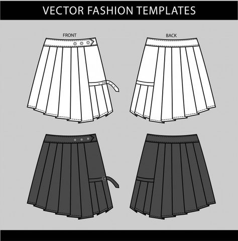 Pleated mini skirt fashion flat sketch t... | Premium Vector #Freepik #vector #woman #beauty #clothes #lady Skirt Flats Sketch, Cool Skirt Design, Pleats Technical Drawing, Skirt Illustration Fashion Sketches, Mini Skirt Technical Drawing, Pleated Skirt Technical Drawing, Mini Skirt Sketch, Pleated Skirt Flat Sketch, Pleated Skirt Sketch