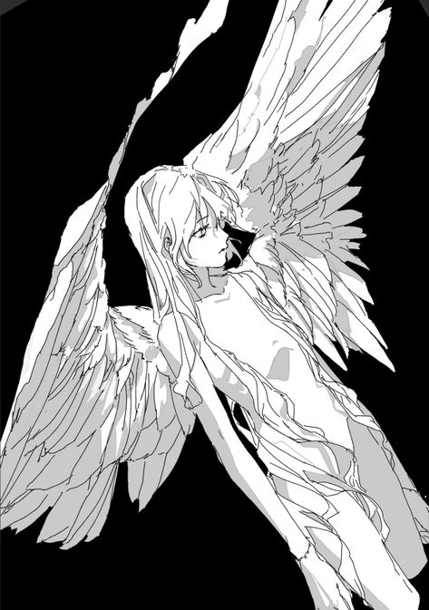 Back Wings Reference, Female Side Drawing, Wing Oc Art, Drawing Poses Angel, Winged Character Art, Angel Art Sketch, Wings Art Reference, Angel Reference Pose, Pfp Pose Reference