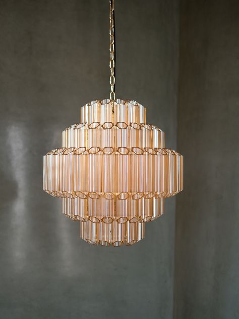 Gold Art Deco Lamp, Art Deco Chandelier Bedroom, Art Deco Inspired Lighting, French Style Chandeliers, Art Deco Chandeliers, Lustre Art Deco, Fluted Chandelier, Lucca Chandelier, Sculptural Chandelier