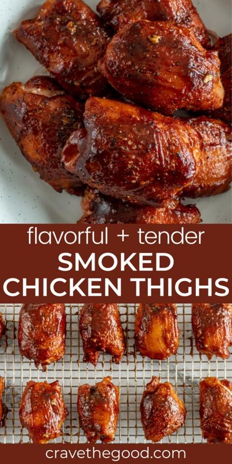 Chicken Thighs Traeger, Chicken Thigh Grill Recipes, Traeger Chicken Thighs, Traeger Smoked Chicken, Pellet Grilled Chicken, Pit Boss Pellet Grill Recipes, Smoker Recipes Chicken, Smoked Chicken Thighs, Smoker Grill Recipes