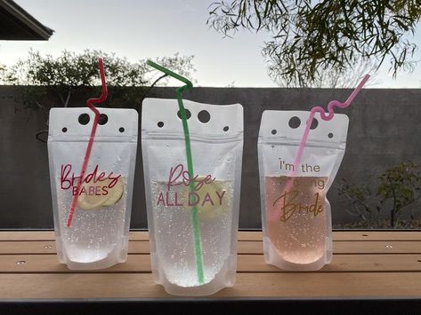 CUSTOM PACKAGE of 12 Beverage/Drinking Pouch Drinks On The | Etsy Pouch Drinks, Reusable Drink Pouches, Bachelorette Party Drinks, Birthday Party Drinks, Drink Pouches, Drink Bag, Cinco De Drinko, Pool Party Favors, Orange Beach Alabama