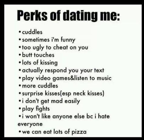 Perks Of Dating Me, Reasons To Date Me, Bvb Wallpaper, Dear Boyfriend, Boyfriend Girlfriend Quotes, Haha So True, Malcolm Gladwell, Relationship Blogs, Teenage Love