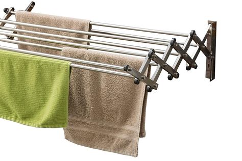 EZ Shelf Expandable Laundry Room Organizer | Best Laundry Room Organizers | POPSUGAR Family Photo 2 Folding Clothes Rack, Folding Clothes Drying Rack, Wall Mounted Drying Rack, Laundry Rack, Drying Racks, Folding Laundry, Drying Rack Laundry, Laundry Drying, Clothes Drying