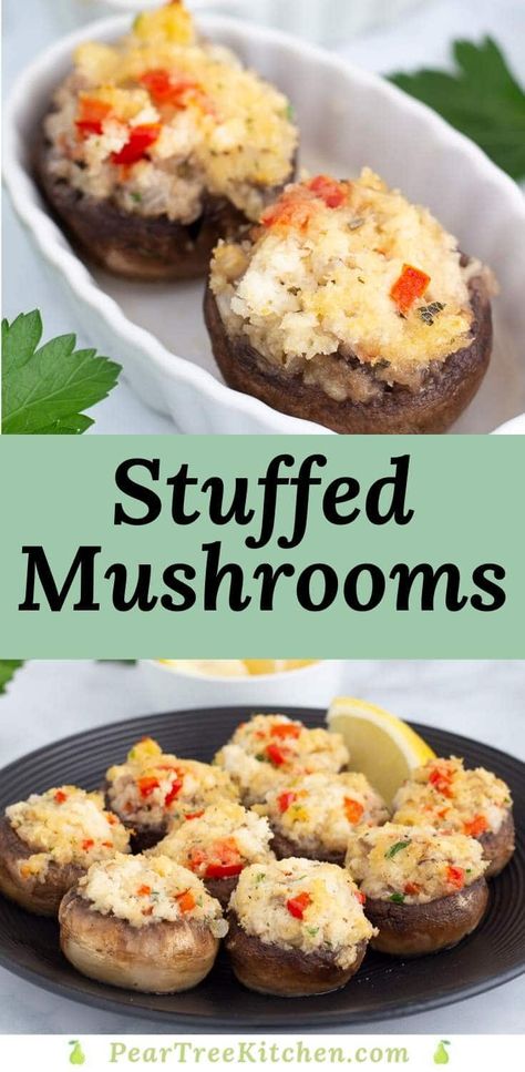 Stuffed Mushrooms No Cream Cheese, Crab And Cream Cheese Stuffed Mushrooms, Crab Stuffed Mushrooms No Cream Cheese, Mushrooms Stuffed With Crabmeat, Crab Meat Stuffed Mushrooms, Mushroom Caps Stuffed With Crab, Savory Crab Stuffed Mushrooms, Gluten Free Stuffed Mushrooms, Crab Stuffed Mushroom Caps