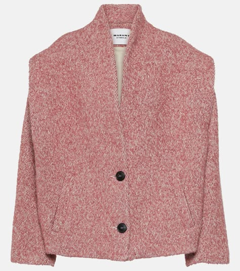 Drogo Boucle Jacket in Pink - Marant Etoile | Mytheresa Quilted Velvet Jacket, Parisian Elegance, Coat Of Many Colors, Boucle Coat, Elegant Outfit Classy, Boucle Jacket, Wool Blend Jacket, Velvet Jacket, Red Outfit