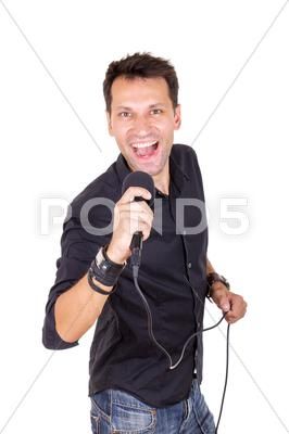 Man Singing Into Microphone, Male Singing Pose Reference, Person With Microphone Reference, Person Holding Microphone Reference, Holding A Microphone Pose, Man Holding Microphone, Microphone Pose, Man With Microphone, Holding Microphone Reference