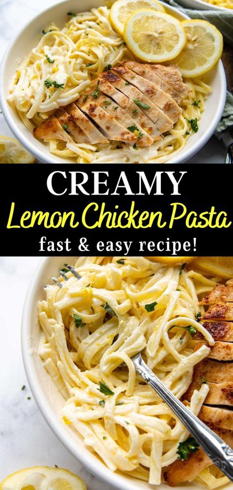 Creamy lemon chicken pasta combines a citrusy garlic cream sauce with tender pasta and flavorful lemon chicken cutlets. Enjoy an impressive restaurant quality meal made at home in under 20 minutes! Lemon Angel Hair Pasta With Chicken, Lemon Cream Chicken Pasta, Lemon Chicken Cutlets, Garlic Cream Sauce Pasta, Mamagourmand Recipes, Lemon Garlic Chicken Pasta, Creamy Lemon Chicken Pasta, Lemon Garlic Cream Sauce, Chicken Breast Pasta