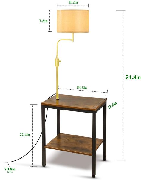 bulbeats 55IN Dimmable (Brightness Adjustable) End Table with Lamp Attached, Floor Lamp with Shelves, 3000K E26 Bulb Included, Side Table with 300° Rotatable Lamp for Living Room Bedroom - Amazon.com Lamp With Table Attached, Table With Lamp Attached, End Table With Lamp, Table With Lamp, Lamp With Shelves, Lamp With Table, Floor Lamp With Shelves, Adjustable Floor Lamp, Lamp For Living Room