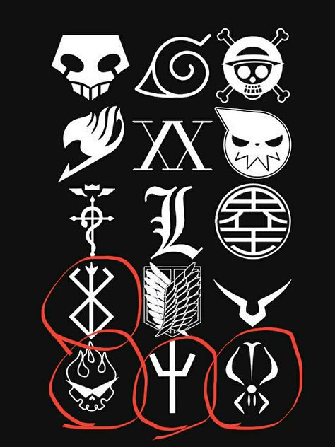 What is the names of these anime symbols? Please, tell me Anime Logos, Simple Anime, Manga Japan, Geniale Tattoos, Anime Head, Symbol Tattoos, Anime Wall Art, Symbolic Tattoos, Anime Stickers