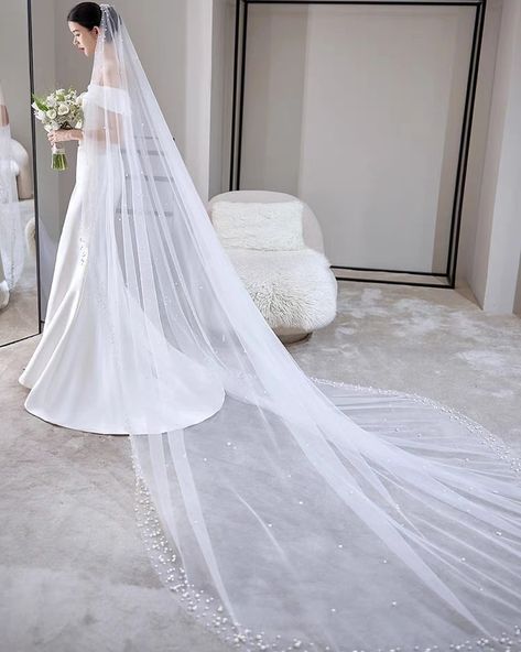 Cathedral Pearl Veil Inbox or whatsapp 8113 9501 Wedding Dress With Cathedral Veil, Wedding Dress Veil, Pearl Veil, Wedding Dress With Veil, Silk Wedding Dress, Cathedral Veil, Silk Wedding, August 8, Gown Wedding Dress