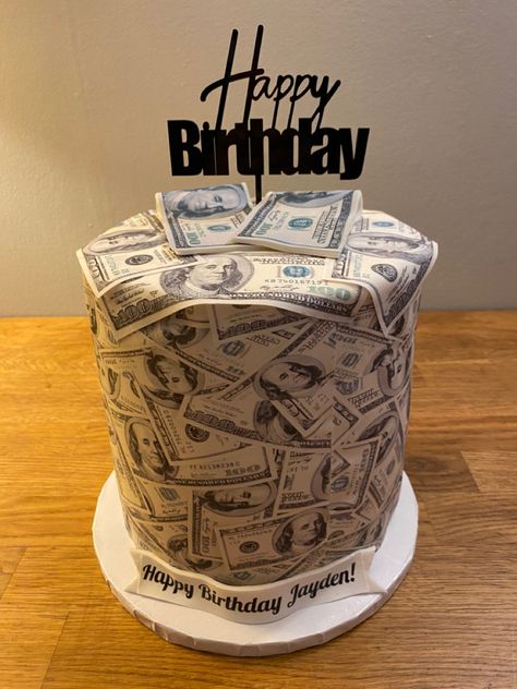 Birthday Cake Money Theme, Money Themed Birthday Cake, 31 Birthday Cake For Men, 22 Birthday Cake Men, 17th Birthday Cake Boy, Money Themed Cake, Vanilla Custard Filling, Birthday Cake For Brother