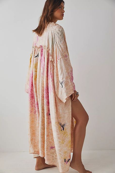 Embroidered Robes, Soft Robes, Maxi Kimono, Embroidered Motifs, Embroidered Kimono, Kimono Duster, Print Kimonos, Free People Intimates, Sleepwear Robe