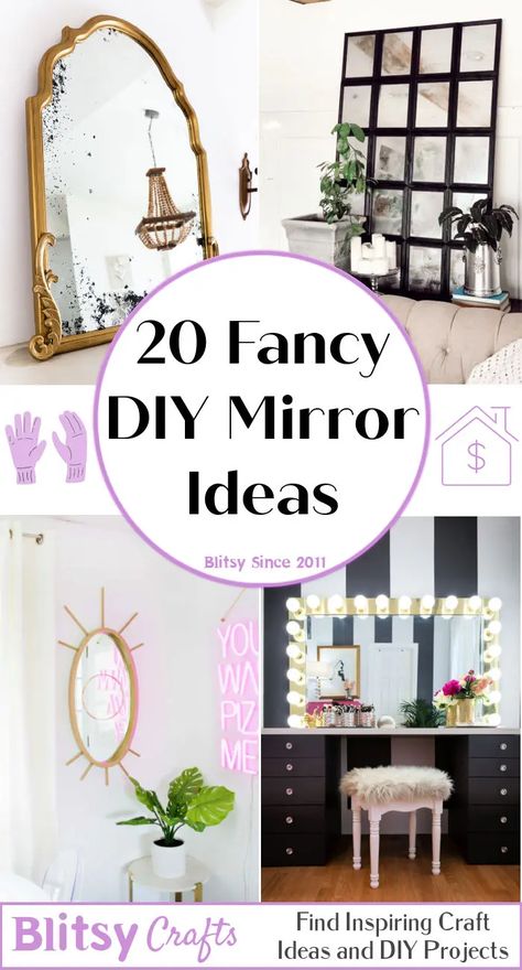 Frameless Mirror Ideas Diy, Round Mirror Frame Ideas, Frameless Mirror Ideas, Diy Round Mirror Frame Ideas, How To Decorate Mirrors Diy Ideas, Cool Mirror Ideas, Decorate Mirror Frame Diy, Decorated Mirror Diy, Decorate Mirror Frame