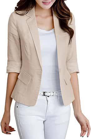 Mina Self Womens Summer Linen Blazer 2024 3/4 Sleeve Lightweight Slim Fitted Casual Work Office Jacket Summer Linen Blazer, Blazer 2024, Linen Jackets Women, Linen Blazers Women, Fall Linen, Office Jacket, Lightweight Blazer, Linen Jackets, Business Casual Dresses