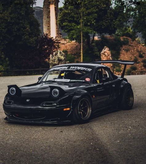 Wide Body Miata, Widebody Miata, Miyata Car, Jdm Miata, Mazda Miata Black, Mx 5 Miata, Mazda Mx5 Miata Wallpaper, Black Miata, Na Miata