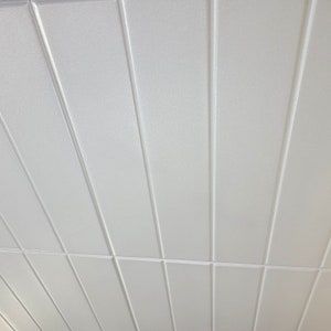 Cheap Ceiling Ideas, Cover Popcorn Ceiling, Diy Coffered Ceiling, Ceiling Planks, Styrofoam Ceiling, Styrofoam Ceiling Tiles, Ceiling Remodel, Covering Popcorn Ceiling, Ceiling Covering