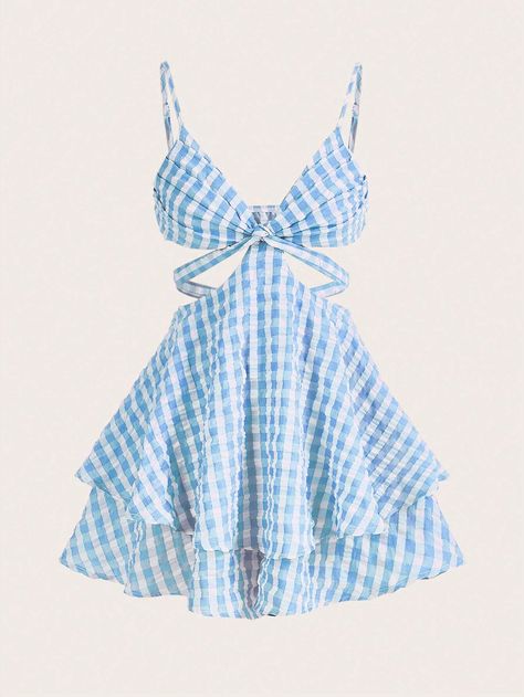 Blue Gingham Mini Dress, Blue And White Checkered Dress, Dorothy Dress, Cami Romper, Picnic Dress, Floral Print Rompers, Looks Chic, Gingham Print