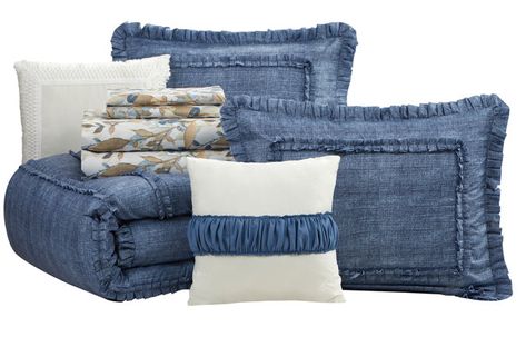 August Grove® Beltram Blue Microfiber 10 Piece Comforter Set | Wayfair Denim Comforter, Beautiful Bedding Sets, Complete Bedding Set, Solid Bed, Wooden Platform Bed, Queen Size Bed Frames, Twin Bed Frame, King Comforter Sets, Bed Frame With Storage