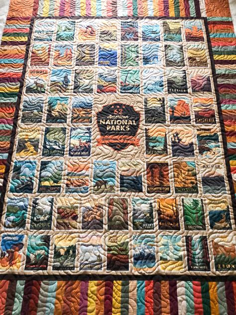 National Park Quilt Blocks Patterns, National Park Quilt Patterns, Riley Blake National Parks Quilt, Nature Quilt Patterns, National Park Quilt, National Park Quilt Blocks, National Park Gifts, Fabric Panel Quilts, Panel Quilt Patterns