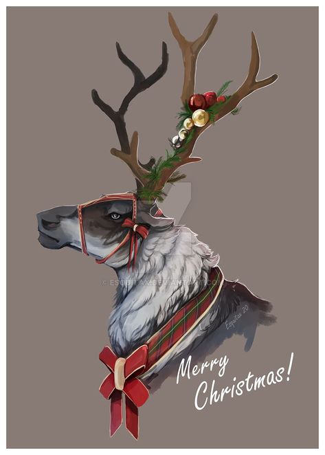 Get your antlers ready for an artistic adventure! Uncover fun facts and tips about reindeer illustrations that'll add sparkle to your canvas. Reindeer Oc Art, Christmas Reindeer Drawing, Flying Reindeer Drawing, Raindeer Drawing Reference, Reindeer Fursona, Fantasy Reindeer, Deer Antler Illustration, Reindeer Illustration, Female Reindeer