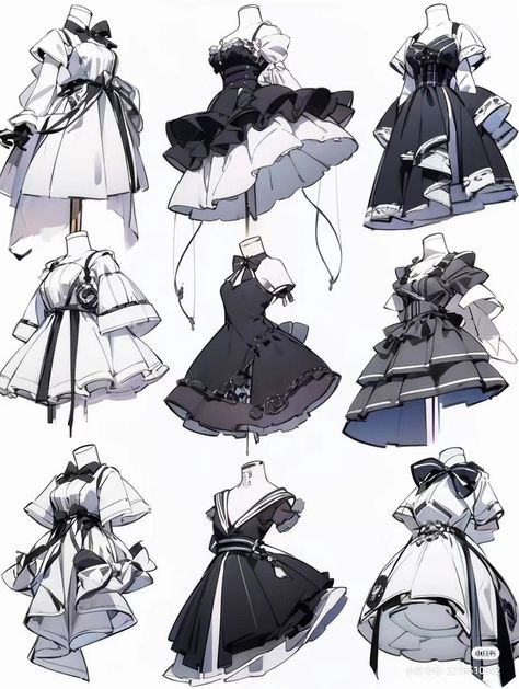 Dress Refrence Art, Anime Fashion Outfits Drawing, Anime Outfit Ideas Character Design, Oc Outfit Ideas Drawing, Some Drawings, Manga Clothes, Art Outfits, Seni Dan Kraf, Dress Design Drawing