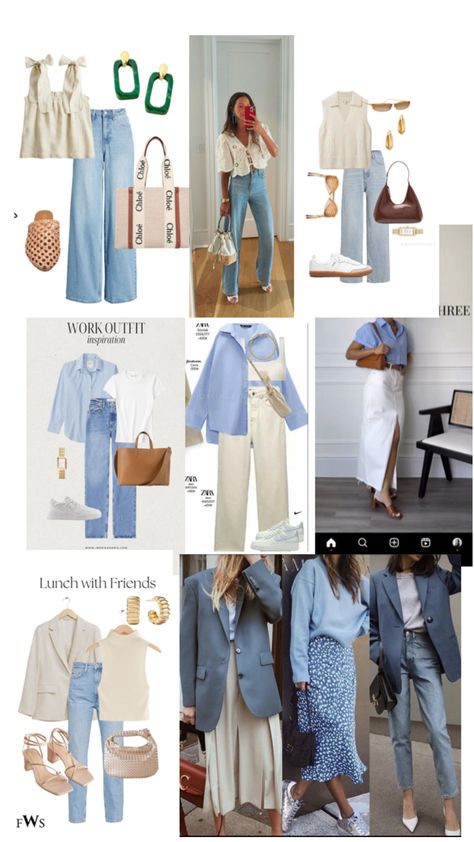 Blue jeans outfit, white top outfit, white and blue outfit ideas Worship Team Outfits, Team Outfits, Work Outfit Inspiration, Worship Team, Spring Outfit Ideas, Outfit Formulas, Blue Spring, Blue Springs, Team Apparel