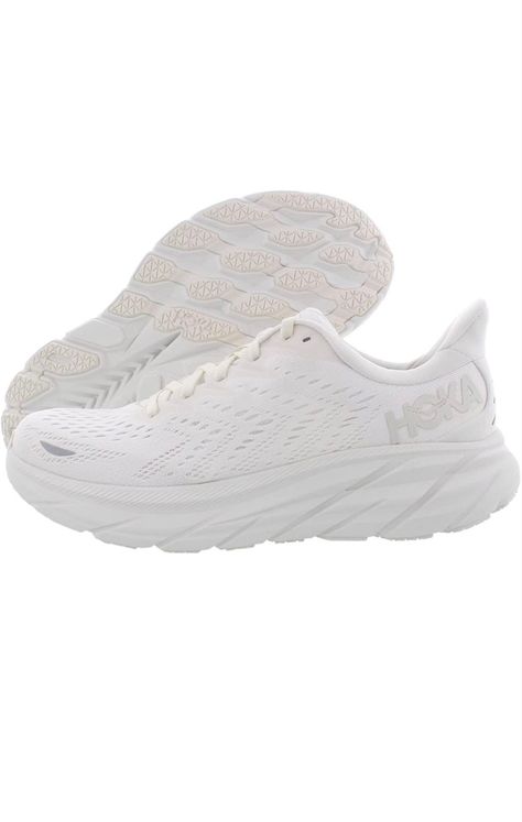 White sneakers, all white womens running shoes White Hokas, Fitness Aesthetic, Eggshell Blue, White Running Shoes, Womens Running, Princess Shoes, Daily Walk, Hoka One One, No Background