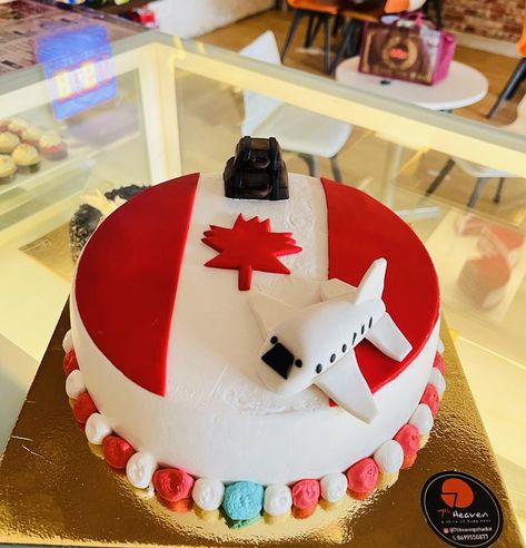 Canada Cake Design, Canada Flag Cake, Cake Snapchat, Canada Cake, Bon Voyage Cake, Welcome To Canada, Birthday Cake For Boyfriend, Cake For Boyfriend, Cake In A Can