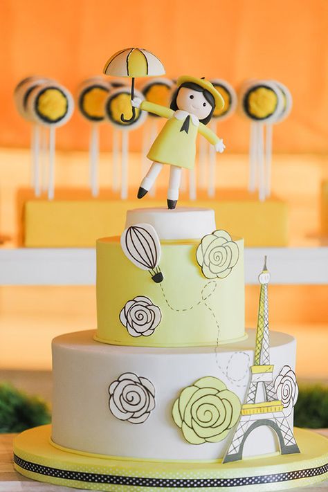 Madeline Cartoon, Madeline Cake, Madeline Party, Sweet Cafe, Paris Birthday, Shower Themes, Girl Birthday Party, Third Birthday, Birthday Cake Kids