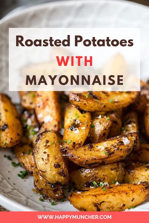 Roasted Potatoes with Mayonnaise Recipe – Happy Muncher Potatoes With Mayonnaise, Unique Potato Recipes, Rustic Potatoes, Sauteed Potatoes, Potato Varieties, Potatoes In Oven, Mayo Sauce, Roasted Potato Recipes, Dried Potatoes