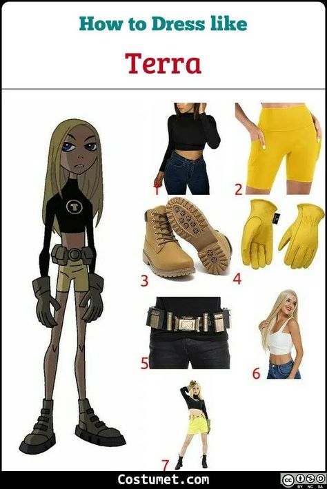 Terra (Teen Titans) Costume for Cosplay & Halloween 2020 Teen Titans Go Halloween Costumes, Blonde Cosplay Characters, Tara Teen Titans, Teen Titans Halloween Costume, Teen Titans Go Costume, Teen Titans Costume, Terra Teen Titans, Terra Markov, Teen Titans Outfits