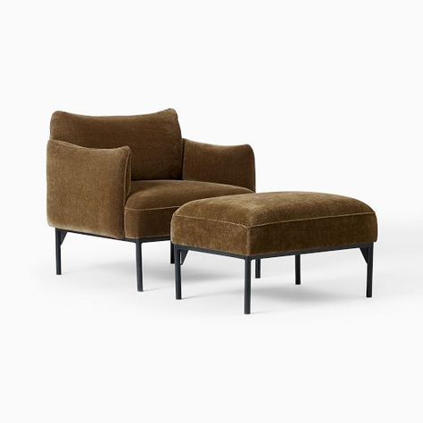 Modern Living Room Chairs | West Elm Modern Living Room Chairs, Micro Studio, Nashville Apartment, Upholstered Chairs Fabric, Lake House Living Room, Lake House Living, Living Room Refresh, Chair Options, Chair And Ottoman Set