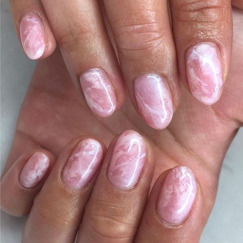 Rose Quartz Nails, Quartz Nails, Water Marble Nails, Water Nails, Makeup Nails Designs, Marble Nail Designs, Quartz Nail, Colorful Nail, Marble Nail Art