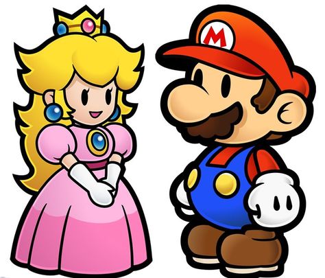 Paper Mario series. Awwww. I love them like this. Mario And Princess Peach, Super Mario Bros, Mario Bros, Super Mario, Princess Peach, Video Game, Nintendo, Mario