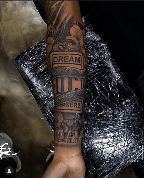 Tatoos Men Half Sleeve, Men’s Tattoos Arm Sleeve, Life’s A Gamble Tattoo Arm, Motivational Quotes Tattoos For Men, Hood Sleeve Tattoo, Black Men Half Sleeve Tattoo Ideas, Dmv Tattoo Ideas, Long Live Tattoo For Men, Cool First Tattoos Guys