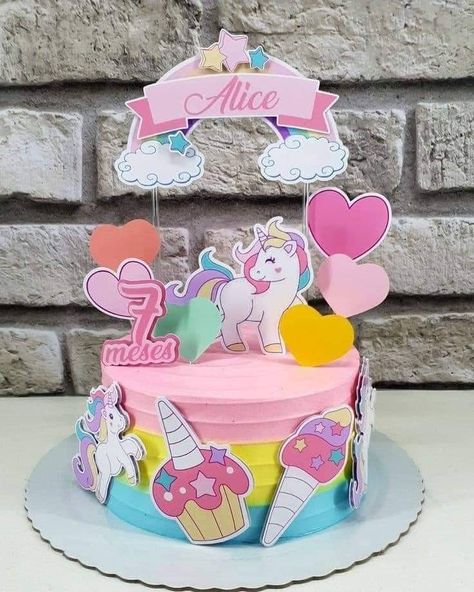 Unicorn Cake Designs Birthday, Unicorn Birthday Cake Topper, Unicorns Cake, Cute Unicorn Cake, Diy Cake Topper Printable, Birthday Cake Unicorn, Baby Cake Design, Unicorn Cake Design, Unicorn Birthday Party Cake