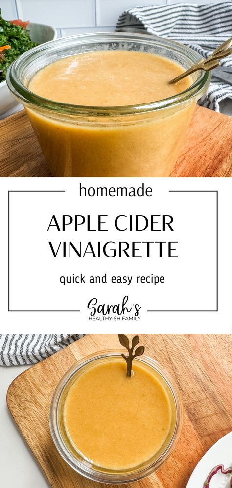 bowl of apple cider vinaigrette dressing Apple Cider Vinegraitte, Apple Salad Dressing Recipes, Apple Cider Vinegarette Recipe, Vinegrate Dressing, Apple Cider Vinegrette, Apple Cider Salad Dressing, Apple Vinaigrette Dressing, Creamy Dressing Recipe, Apple Cider Vinaigrette Dressing