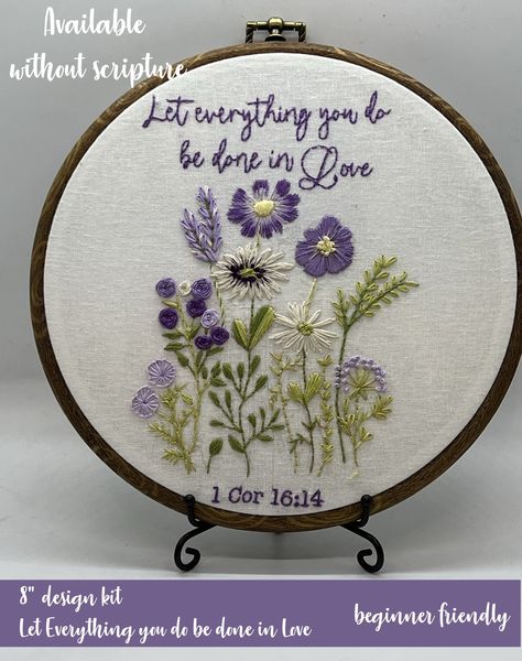 1 Corinthians 16:14 Inspirational Embroidery Kit. Christian Embroidery. Beginner Friendly. Love Embroidery. Wedding gift. Anniversary gift Embroidery Christian Designs, Bible Embroidery, Bible Verse Embroidery, Inspirational Embroidery, Embroidery Beginner, Happy Homemaking, Christian Embroidery, Embroidery Design Pattern, Love Embroidery